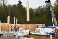 Pre-fab walls lifted into place